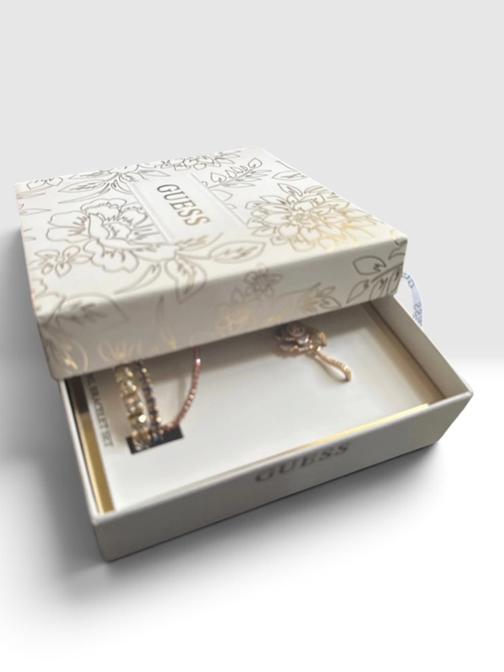 Guess Gold-Tone Lavender Flower Necklace, Earrings & Bracelet Set - Picture 4 of 4